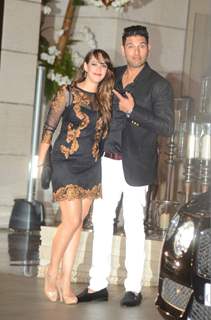 Yuvraj Singh poses with a friend at Mukesh and Nita Ambani's Bash