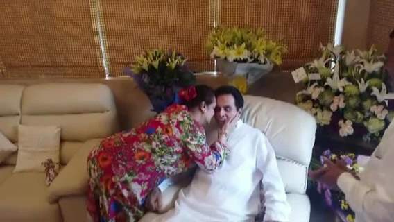 Saira Banu wishing Dilip Kumar at his Birthday Celebration