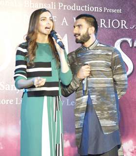 Bajirao a.k.a Ranveer and Mastani a.k.a Deepika at Promotions of Bajirao Mastani at Gurgaon