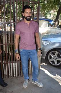 Farhan Akhtar arrives at Recording Studio for Wazir