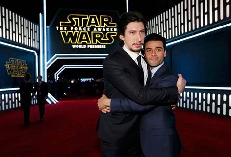 Adam Driver and Oscar Isaac at Premiere of 'Star Wars: The Force Awakens'