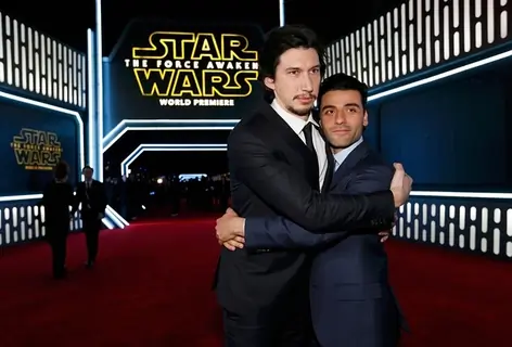 Adam Driver and Oscar Isaac at Premiere of 'Star Wars: The Force Awakens'