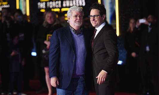 George Lucas and JJ Abrams at Premiere of 'Star Wars: The Force Awakens'