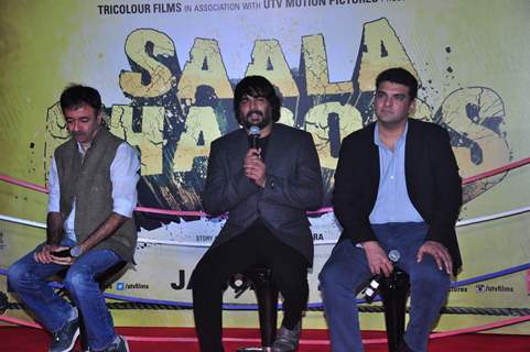 Rajkumar Hirani, R Madhavan and Siddharth Roy Kapoor at Trailer Launch of 'Saala Khadoos'