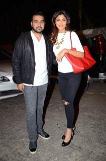 Shilpa Shetty with husband Raj Kundra at Special Screening of Bajirao Mastani