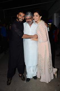 Ranveer Singh, Deepika Padukone and Sanjay Leela Bhansali at Special Screening of Bajirao Mastani