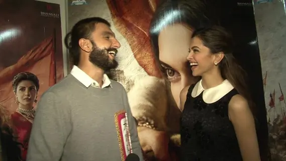 Ranveer - Deepika Snapped During an Interview for Bajirao Mastani