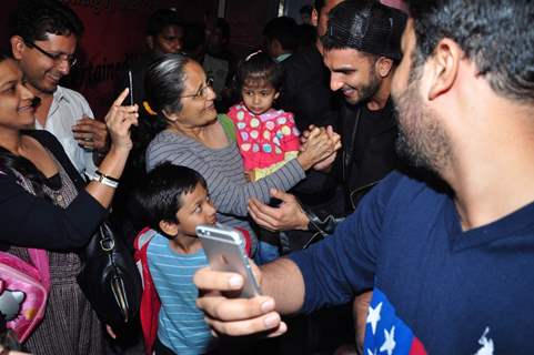 Ranveer Singh meets fans during a Visit to Cinema Theatres