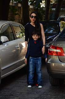 Karisma Kapoor poses with her Son at Kapoor Family's Christmas Brunch