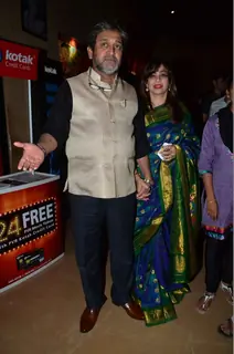 Mahesh and Medha Manjrekar at Premiere of Marathi Movie 'Natsamrat'