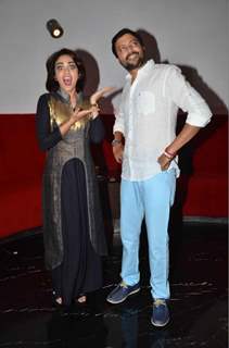 Ankush Choudhary and Amruta Khanvilkar at Premiere of Marathi Movie 'Natsamrat'