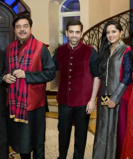 Shatrughan Sinha with his son at Anil Kapoor's Birthday Bash