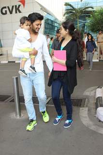 Riteish and Genelia Deshmukh Snapped with their Cute Son Riaan at Airport