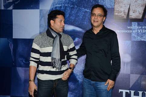 Sachin Tendulkar and Vidhu Vinod Chopra at Special Screening of Wazir