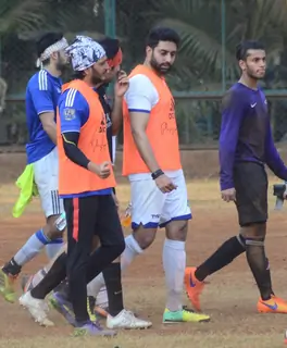 Riteish Deshmukh and Abhishek Bachchan Snapped Practicing Soccer