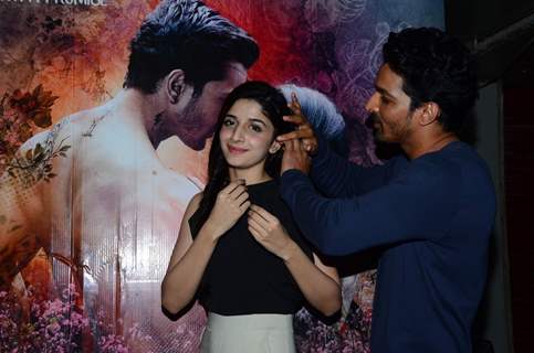 Harshvardhan Rane and Mawra Hocane at Promotions of Sanam Teri Kasam