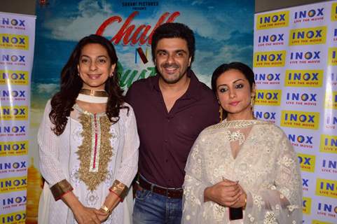 Juhi Chawla, Sameer Soni and Divya Dutta at Screening of 'Chalk N Duster'