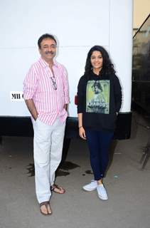 Rajkumar Hirani & Ritika Singh at Promotions of Saala Khadoos