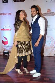 Genelia and Riteish Deshmukh with his new look at Vikram Phadnis' 25th Anniversary Celebration