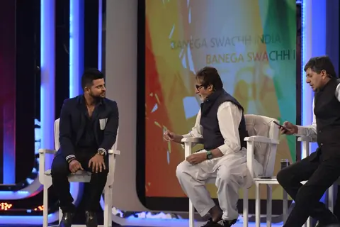 Suresh Raina and Amitabh Bachchan at NDTV Cleanathon