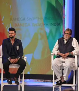 Amitabh Bachchan and Suresh Raina at NDTV Cleanathon