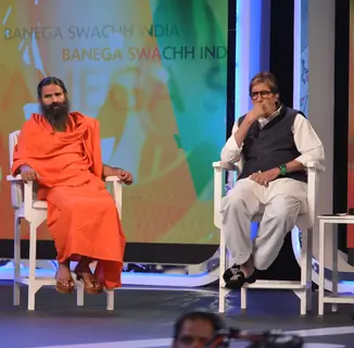 Amitabh Bachchan and Yog Guru Baba Ramdev at NDTV Cleanathon