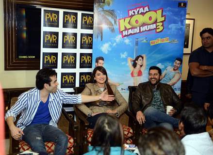 Aftab Shivdasani, Tusshar Kapoor and Gauahar Khan at Promotions of Kyaa Kool Hai Hum 3 in Delhi