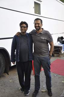 Atul Kasbekar with Ram Madhvani at snapped at Mehboob Studios