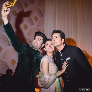 Manish Paul Clicks Selfie with Asin & Rahul Sharma at their Wedding Reception
