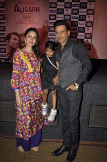 Neha Bajpayee and Manoj Bajpayee at Trailer Launch of 'Aligarh'