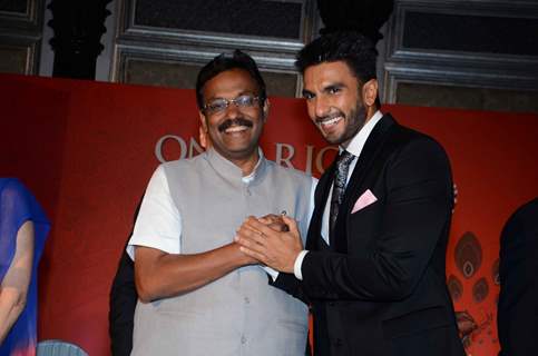 Ranveer Singh poses with the Minister at Toronto's MOU with Film City