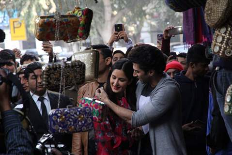 Aditya Roy Kapur Buys for Katrina Kaif at Janpath Market to Promote 'Fitoor'