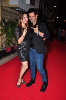 Manmeet Singh Poses with Deepshikha at Meet Bros Success Bash