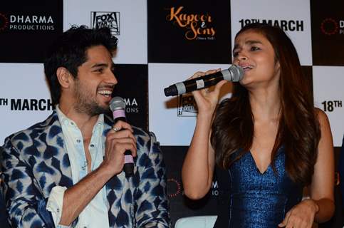 Alia Bhatt and Sidharth Malhotra at Trailer Launch of Kapoor & Sons
