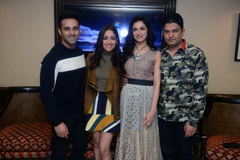 Pulkit Samrat, Divya Khosla, Bhushan Kumar and Yami Gautam at Promotions of 'Sanam Re' in Delhi