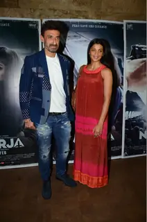 Rahul Dev with Mugdha Godse at Special Screening of Neerja