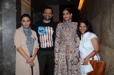 Swara Bhaskar, Atul Kasbekar and Sonam Kapoor at Special Screening of 'Neerja'