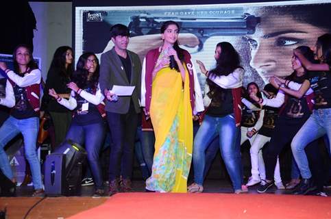 Sonam Kapoor Shakes a Leg with Students during Promotions of 'Neerja' at National College