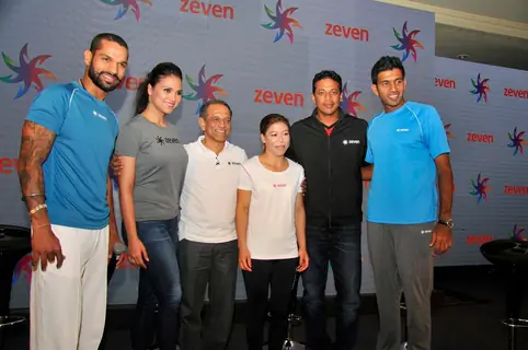 Shikhar Dhawan, Lara Dutta, Mahesh Bhupathi at Zeven Event