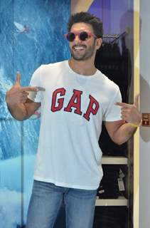 Ranveer Singh poses for the media at Gap Jeans Store Launch