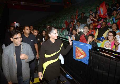 Sonam Kapoor and Ram Madhvan at Pro Kabaddi in Delhi