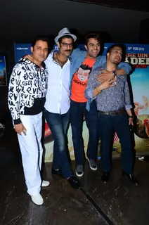 Ganesh Hegde and Mika Singh with Manish and Sikander at Special Screening of 'Tere Bin Laden 2'