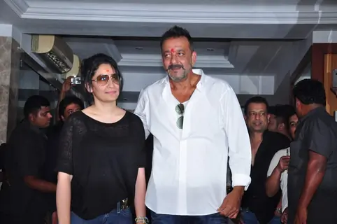 Sanjay Dutt at Home post release from Yerwada Jail