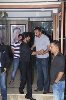 SRK Greets Sanjay Dutt at his Residence Post his release from Yerwada Jail