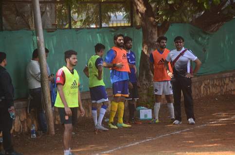 Snapped: Abhishek Bachchan and Karan Wahi Practicing Soccer!