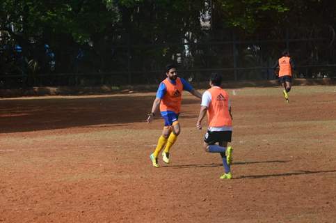 Snapped: Abhishek Bachchan Practicing Soccer!