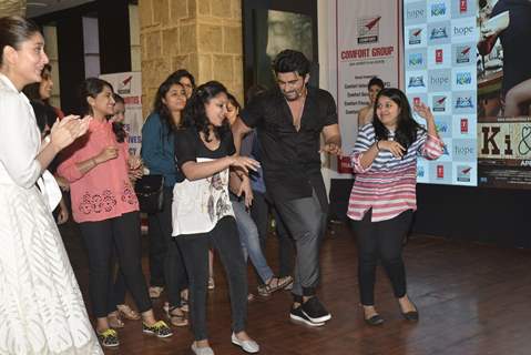 Arjun Kapoor Shakes a leg with reporters at a Promotional Event of Ki and Ka on Int Women's Day