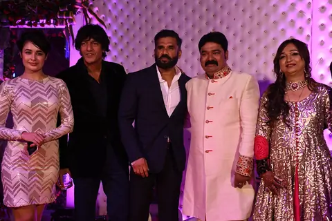 Yuvika Chaudhary, Chunky Pandey and Suniel Shetty at Awdesh Dixit's Indore Bash