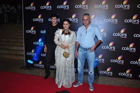 Sudha Chandran with Manish Khanna at Colors TV's Red Carpet Event