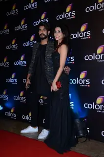 Suyyash Rai with Kishwer Merchant at Colors TV's Red Carpet Event